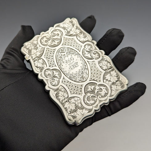 1872年 英国アンティーク 純銀製カードケース 54g FREDERICK MARSON